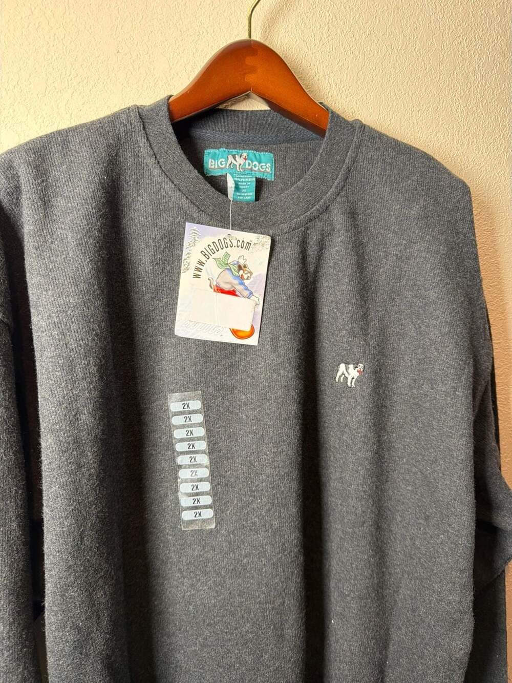 Big Dogs Men's Long Sleeve Crewneck Sweatshirt Charcoal Grey Size 2X